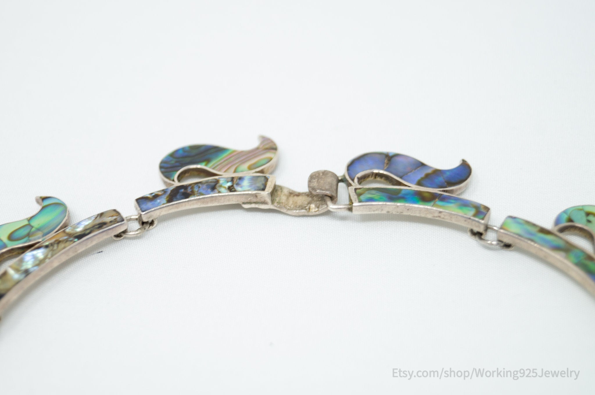 Vintage Designer JE Hecho En Mexico Abalone Shell Sterling Silver Necklace | Jewelry > Necklaces > Pendants | Wiccan Center