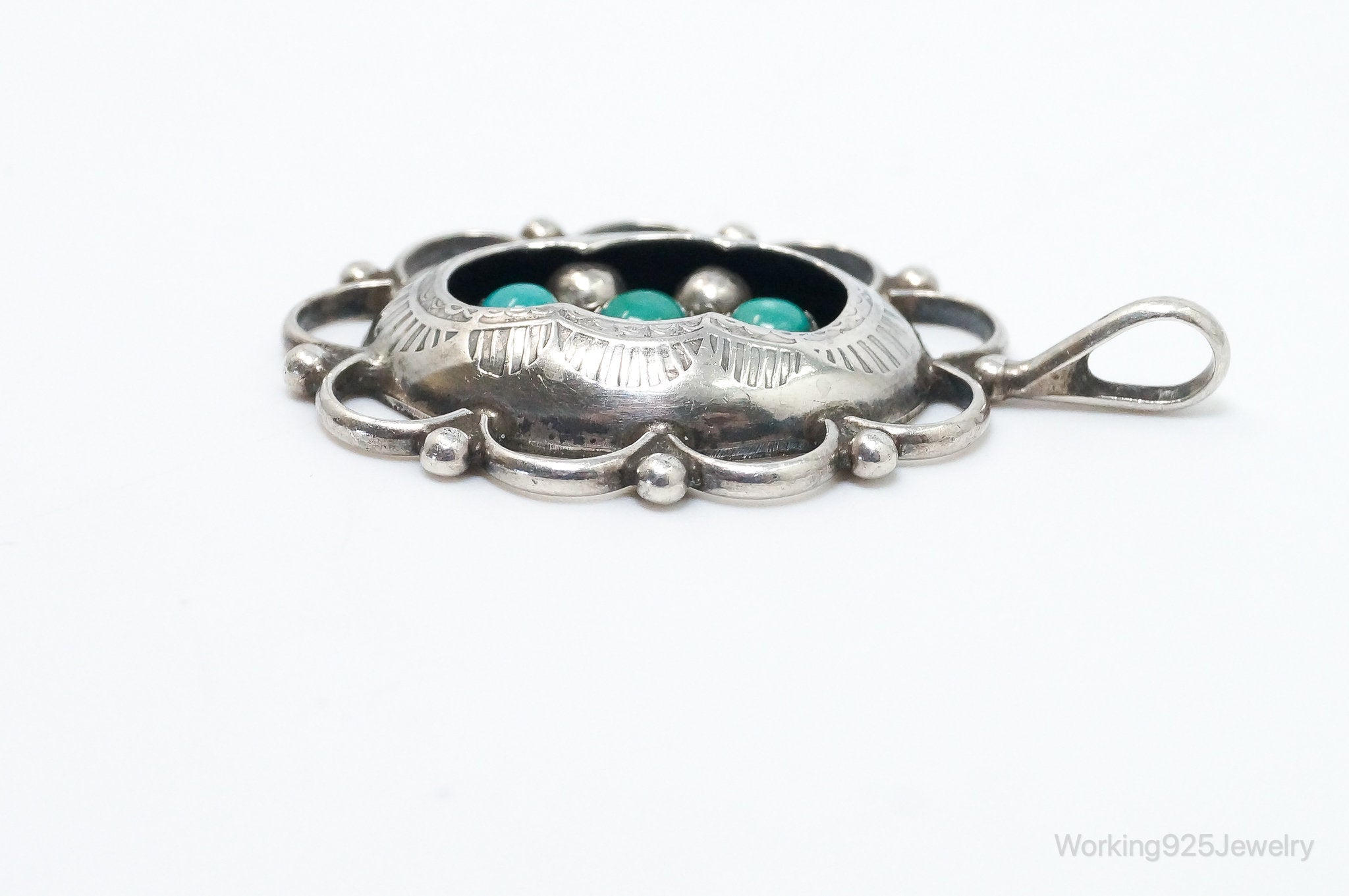 Vintage Native American Unsigned Turquoise Sterling Silver Pendant | Jewelry > Necklaces > Pendants | Wiccan Center