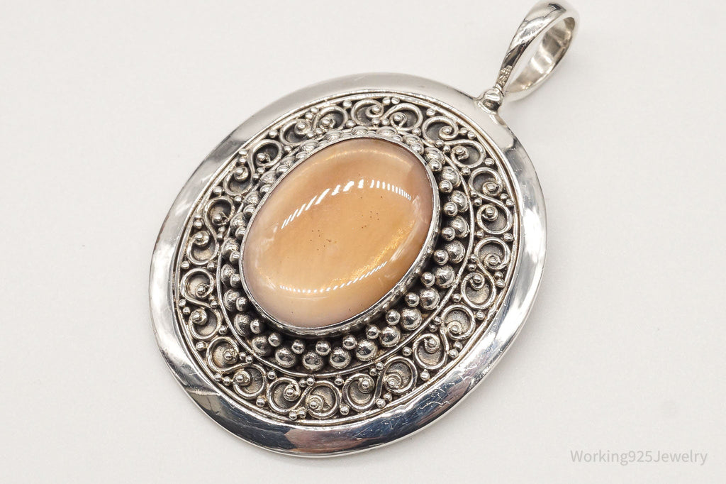VTG Large Designer BA Suarti Peach Mother Of Pearl Sterling Silver Pendant | Jewelry > Necklaces > Pendants | Wiccan Center