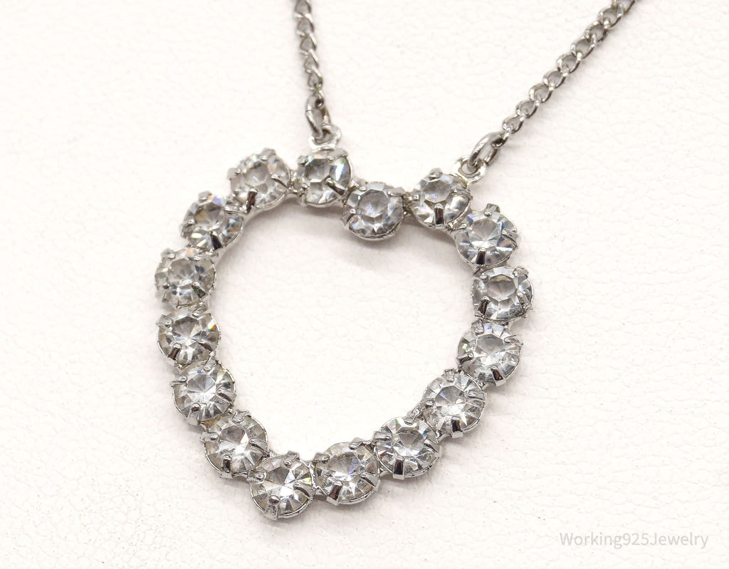 Antique Crystal Heart Sterling Silver Necklace 16" | Jewelry > Necklaces > Pendants | Wiccan Center