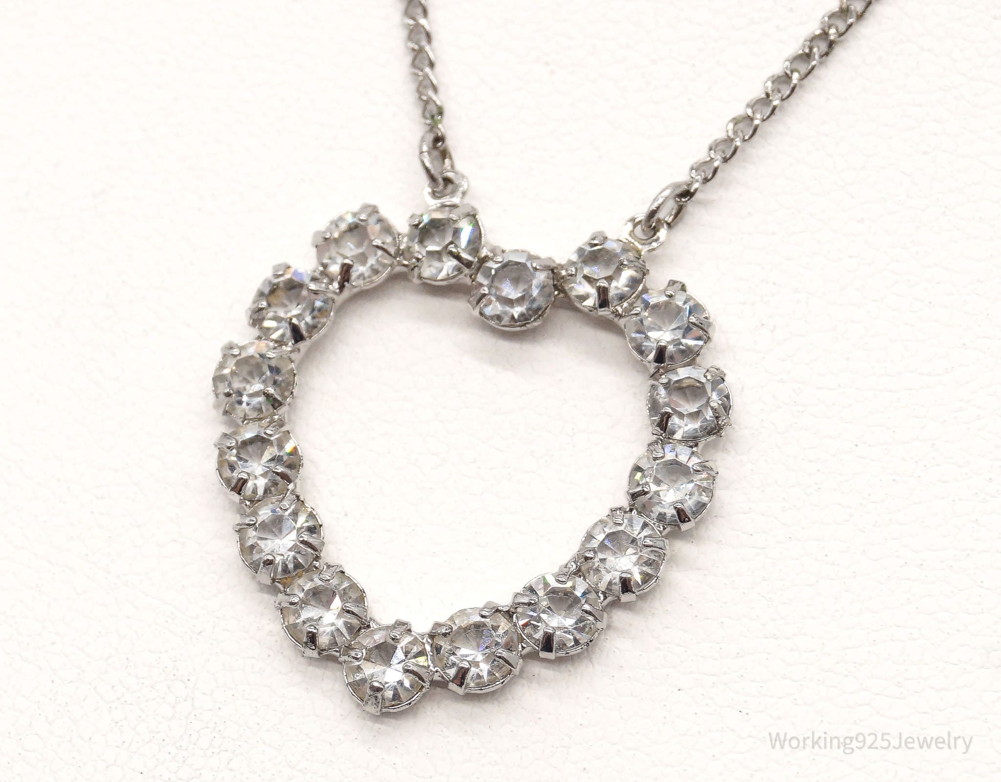 Antique Crystal Heart Sterling Silver Necklace 16" | Jewelry > Necklaces > Pendants | Wiccan Center