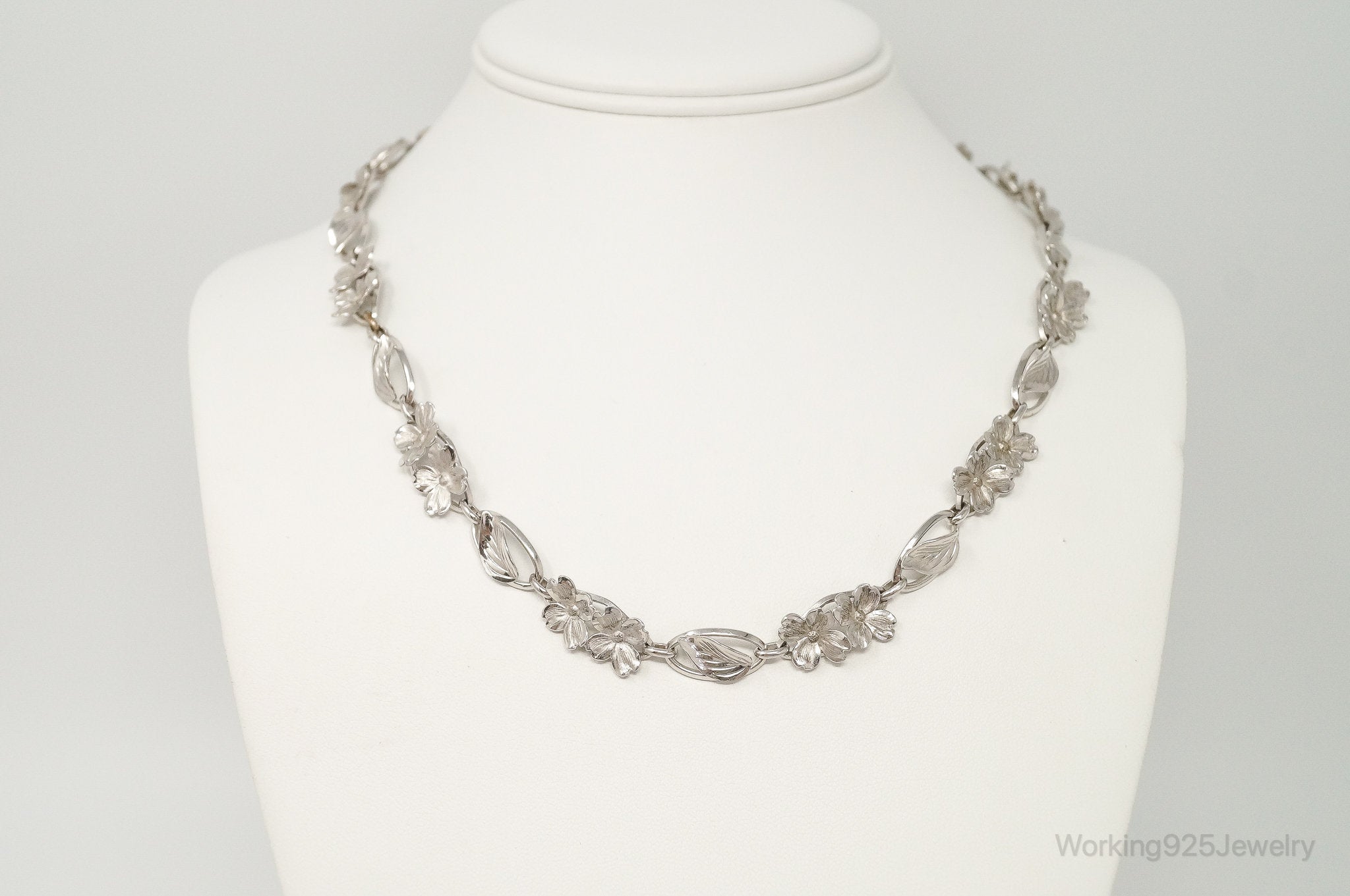Antique SB Floral Art Nouveau Link Sterling Silver Necklace | Jewelry > Necklaces > Pendants | Wiccan Center