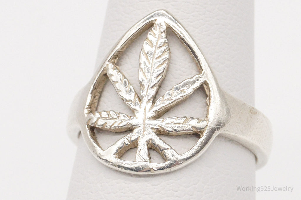 Vintage Medical Marijuana Pot Plant Weed Sterling Silver Ring - Size 5.5 | Jewelry > Rings | Wiccan Center
