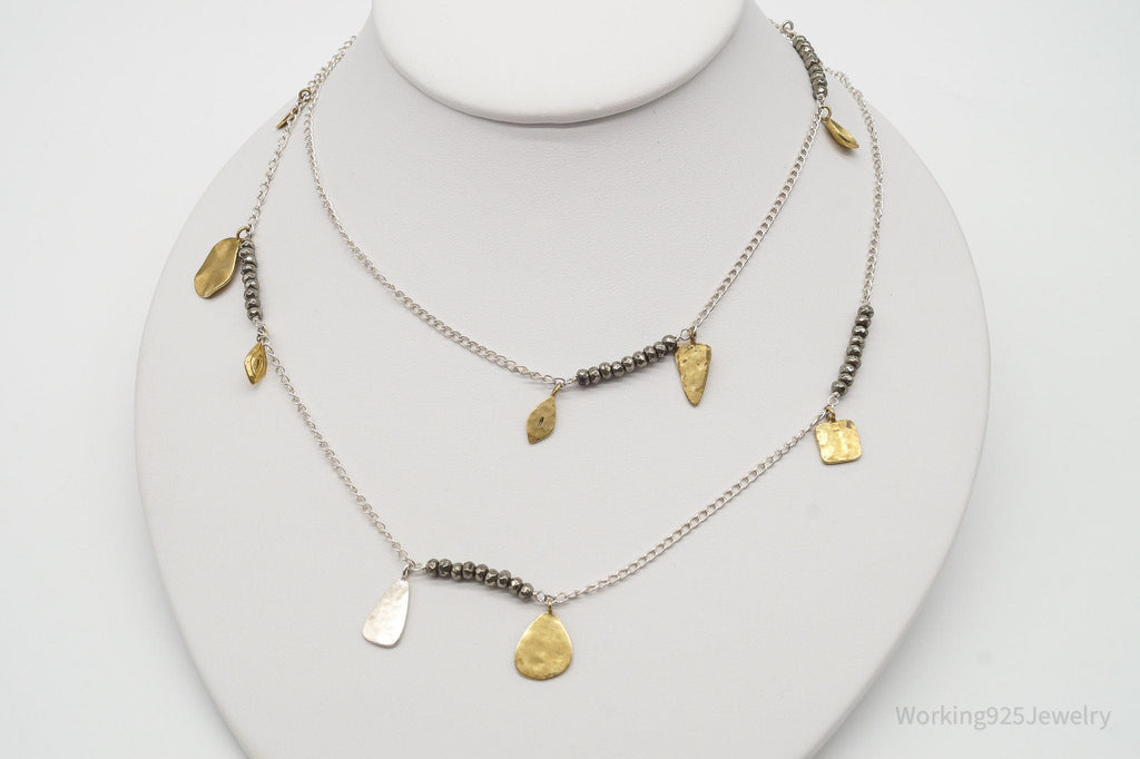 Designer Silpada "Pedal To The Metal" Pyrite Brass Sterling Silver Necklace 36" | Jewelry > Necklaces > Pendants | Wiccan Center