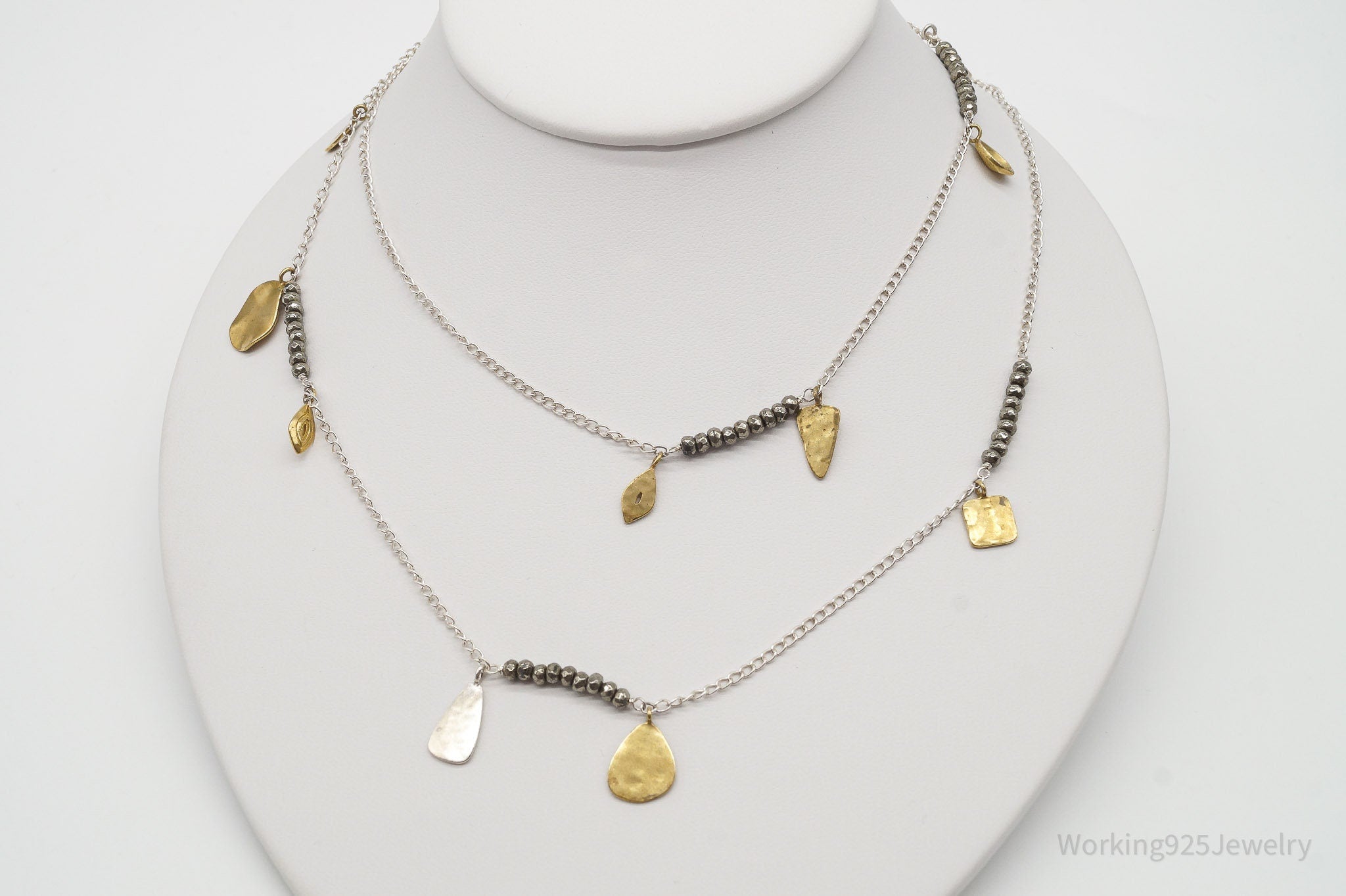 Designer Silpada "Pedal To The Metal" Pyrite Brass Sterling Silver Necklace 36" | Jewelry > Necklaces > Pendants | Wiccan Center