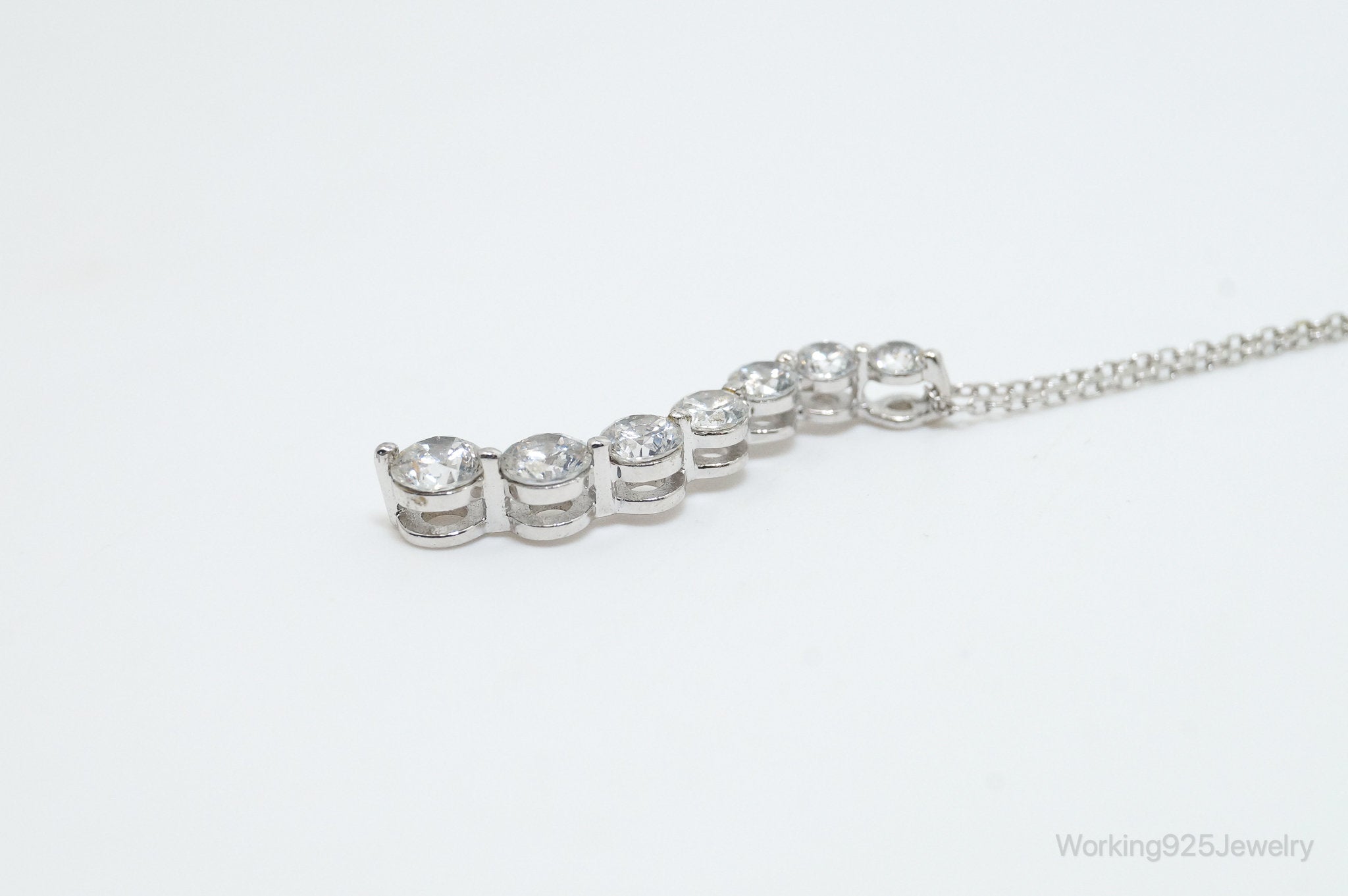 Vintage Cubic Zirconia Journey Necklace Sterling Silver - 18 Inch Chain | Jewelry > Necklaces > Pendants | Wiccan Center