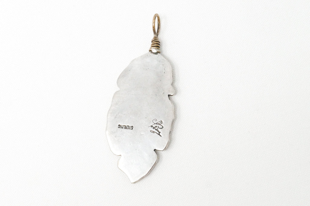 Native American Tobias Brass Feather Handmade Sterling Silver Necklace Pendant | Jewelry > Necklaces > Pendants | Wiccan Center