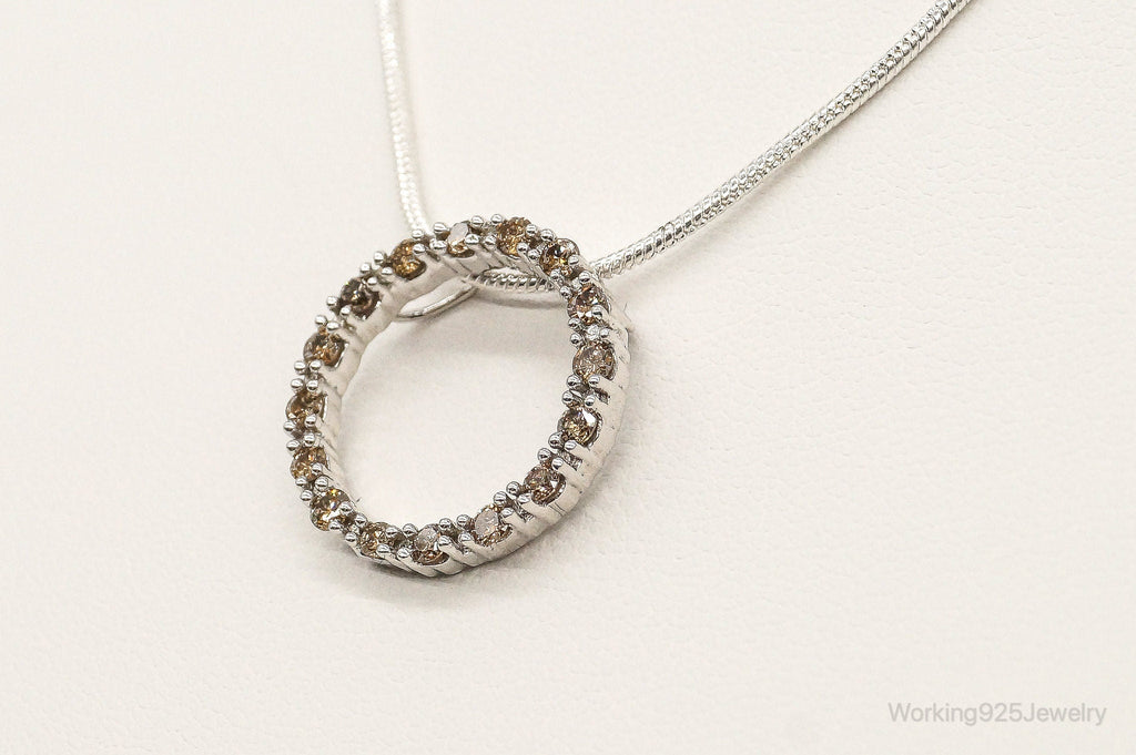Designer JWBR White & Champagne Diamond Sterling Silver Necklace | Jewelry > Necklaces > Pendants | Wiccan Center