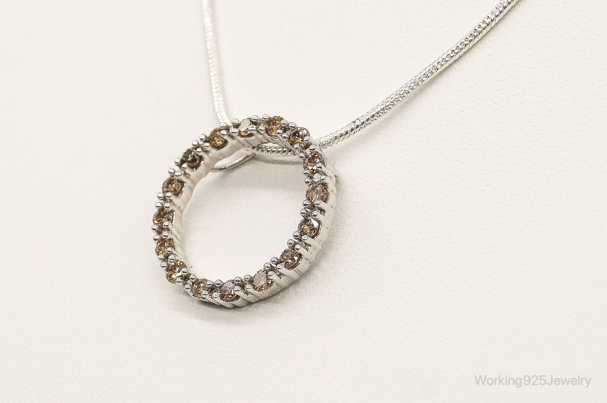 Designer JWBR White & Champagne Diamond Sterling Silver Necklace | Jewelry > Necklaces > Pendants | Wiccan Center