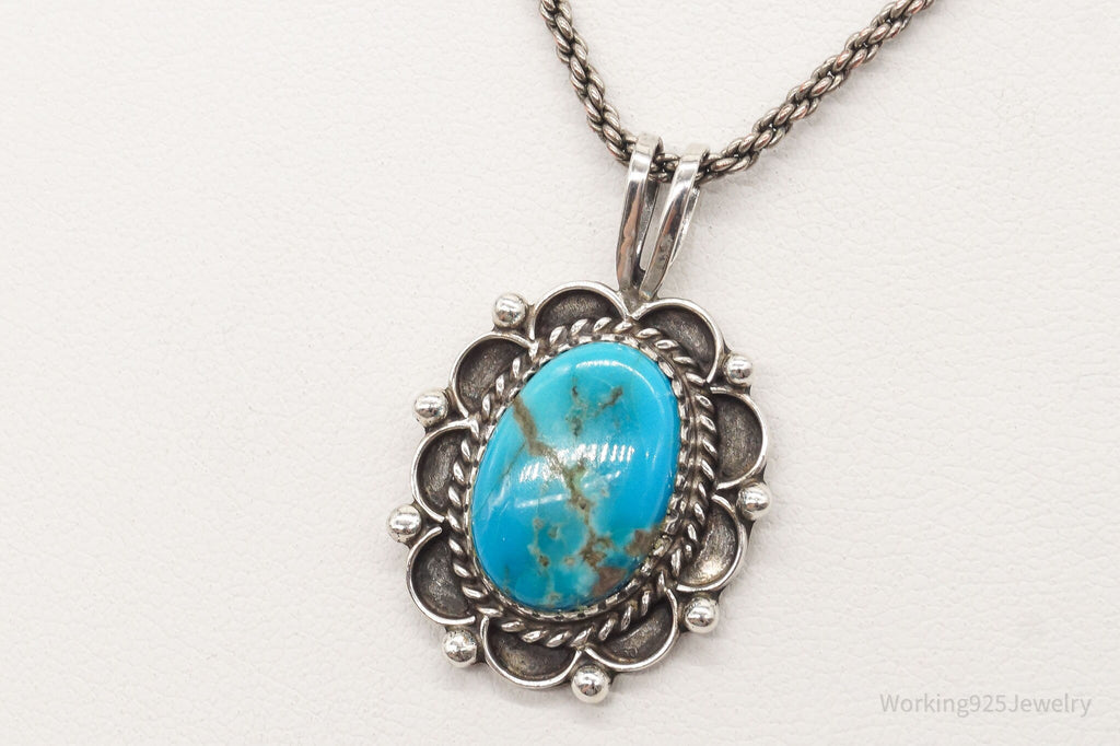 Vintage Native American Blue Turquoise Sterling Silver Necklace | Jewelry > Necklaces | Wiccan Center