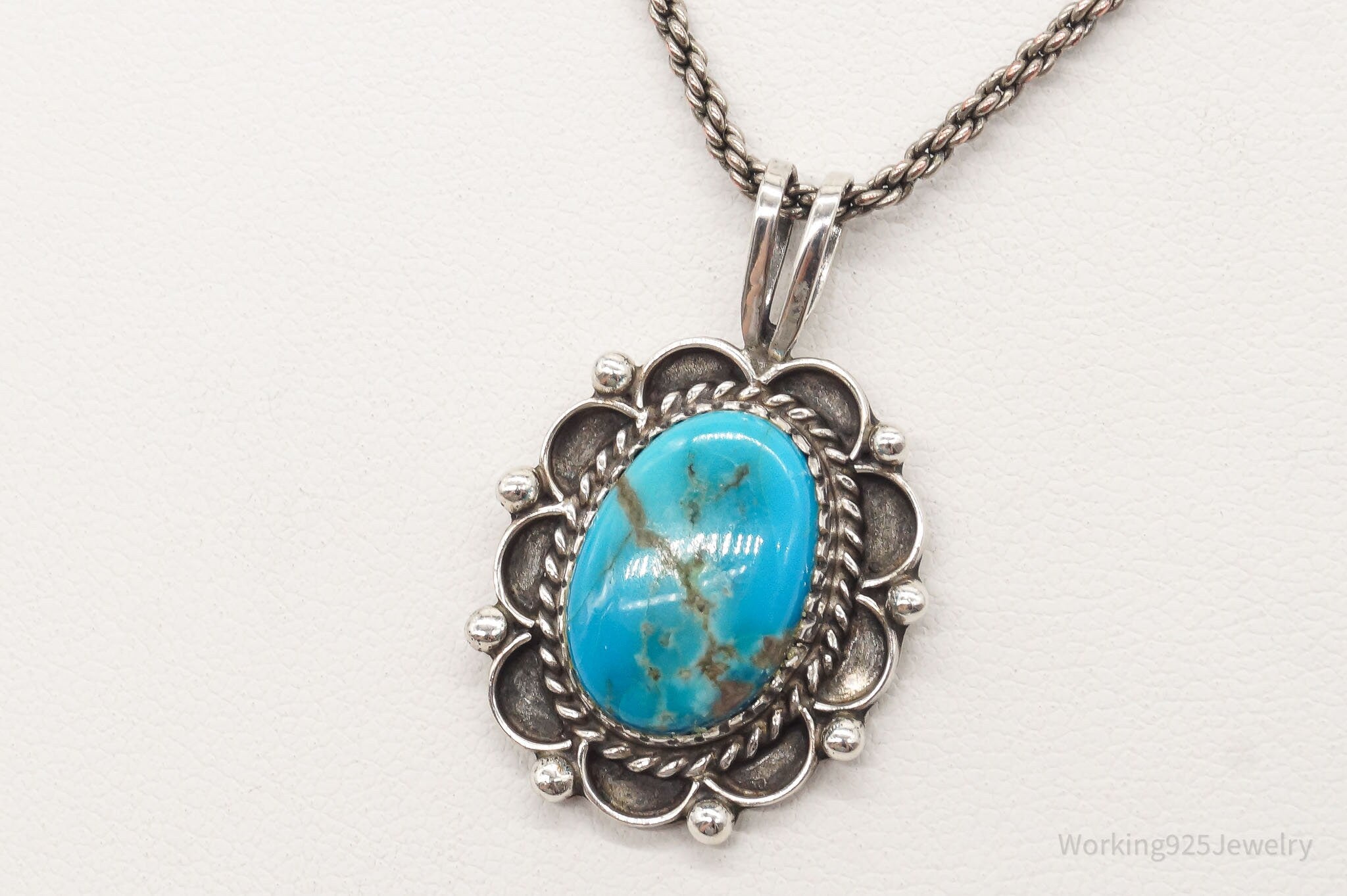 Vintage Native American Blue Turquoise Sterling Silver Necklace | Jewelry > Necklaces | Wiccan Center