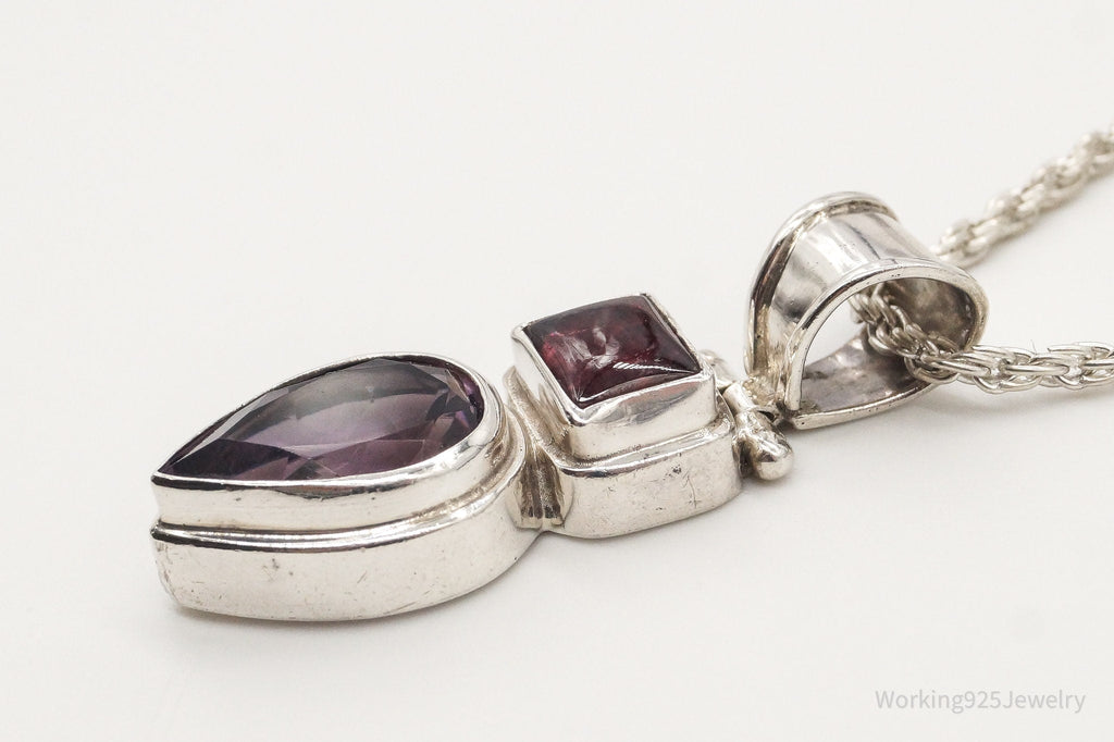 Vintage Amethyst Rhodolite Garnet Sterling Silver Necklace | Jewelry > Necklaces > Pendants | Wiccan Center