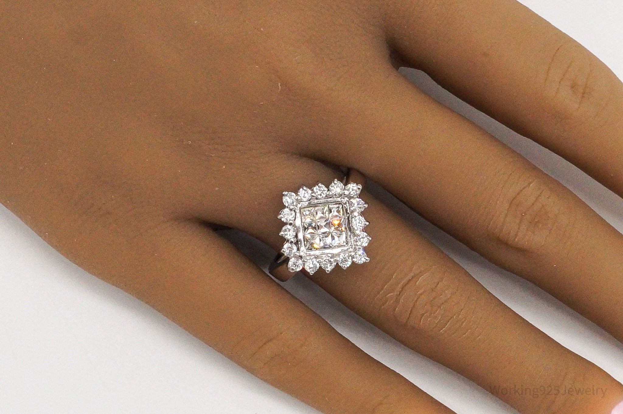 Vintage Cubic Zirconia Sterling Silver Ring - Size 8 | Jewelry > Rings | Wiccan Center