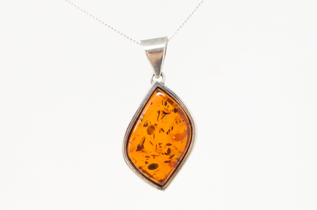 Vintage Amber Modernist Sterling Silver Necklace Pendant | Jewelry > Necklaces > Pendants | Wiccan Center