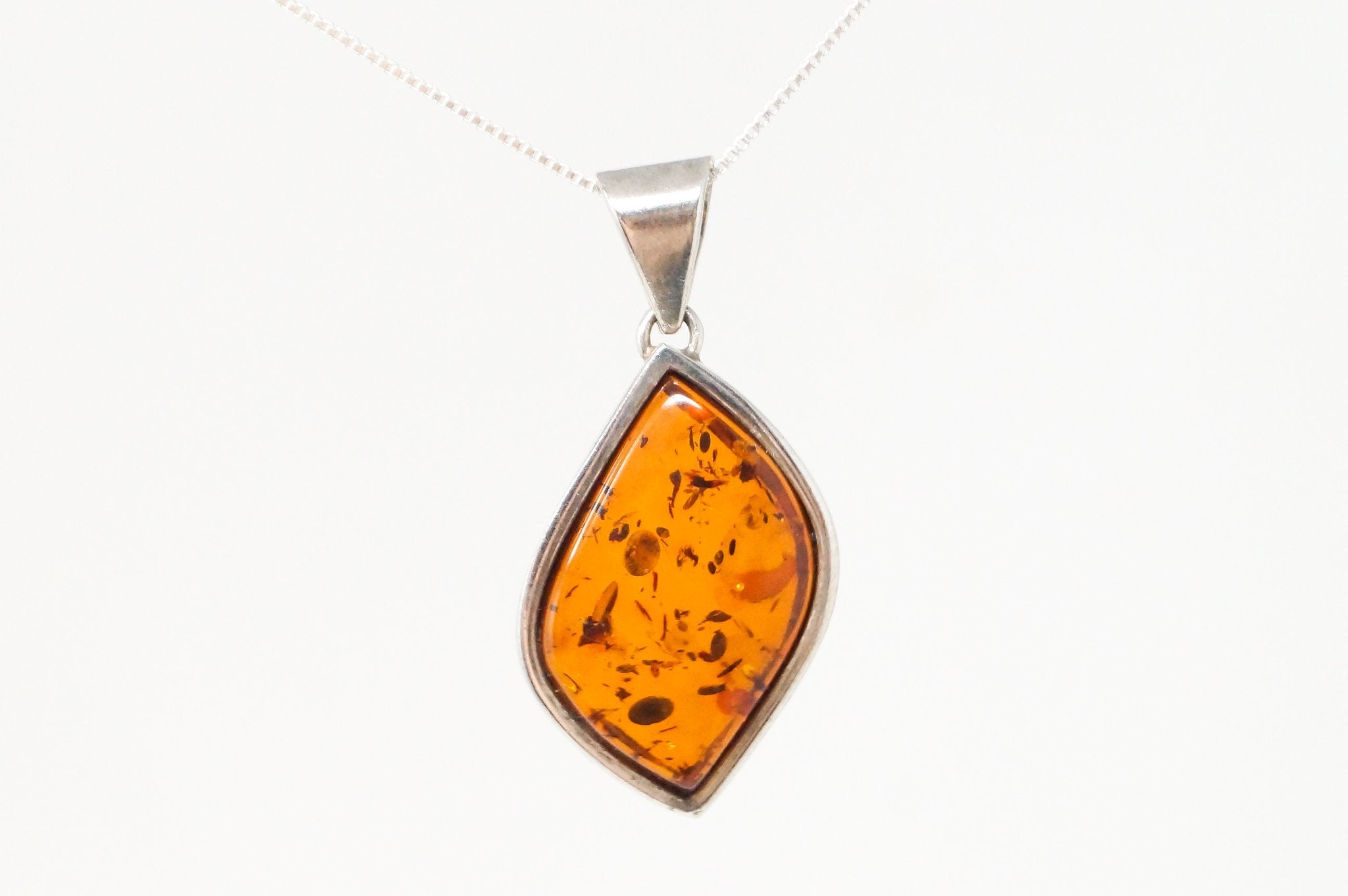 Vintage Amber Modernist Sterling Silver Necklace Pendant | Jewelry > Necklaces > Pendants | Wiccan Center
