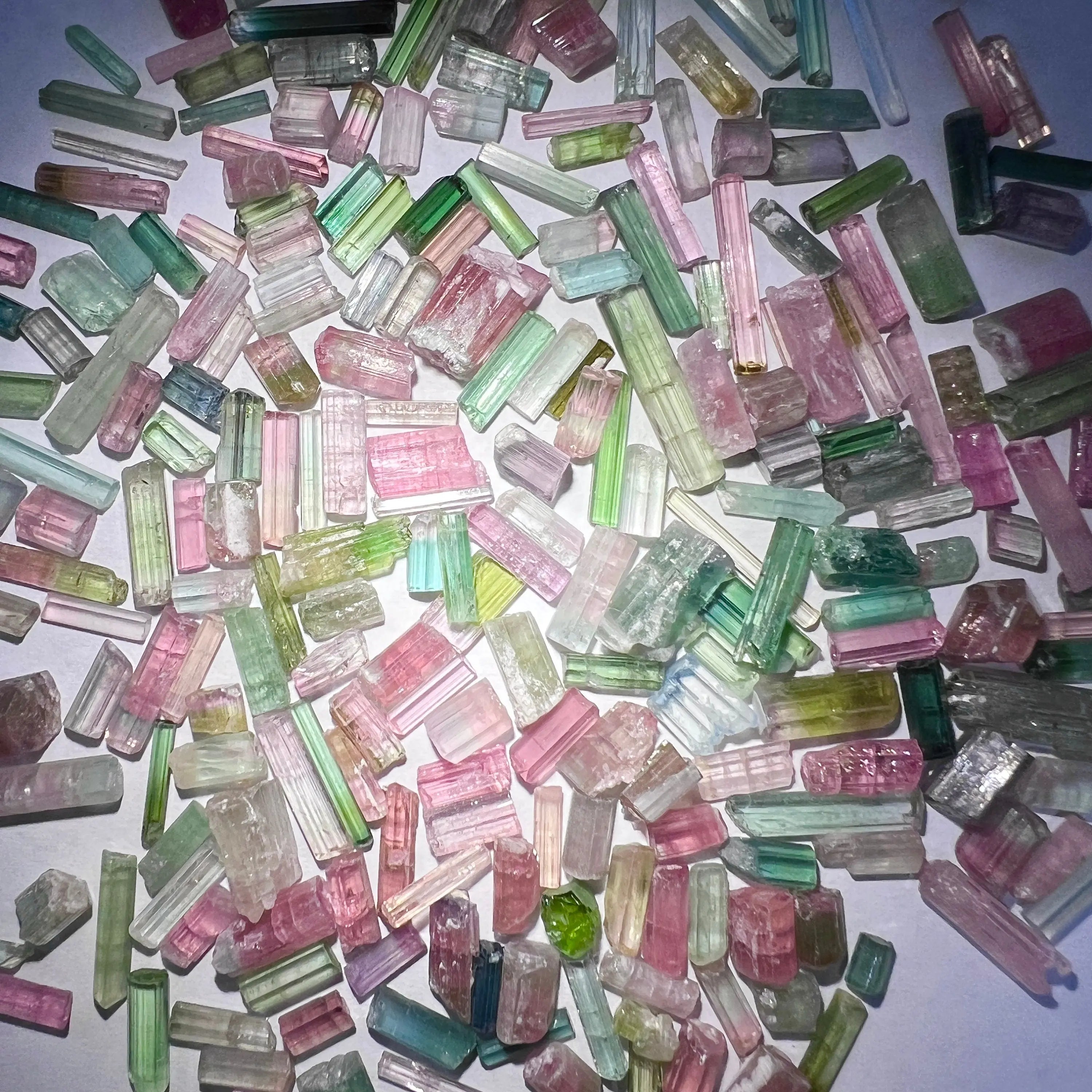 Bicolored Multicolored Tourmaline Crystals Natural Gemstones Grams Lot Watermelon | Home & Living > Home Decor > Home Accents > Rocks & Geodes | Wiccan Center