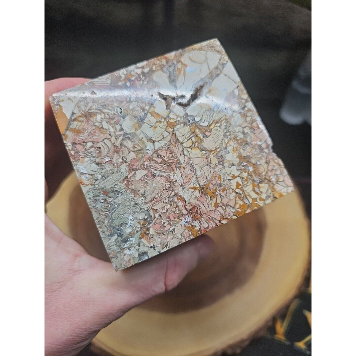 2.83LB 1Pcs Natural Ocean Jasper Onyx Quartz Crystal Geode Square Heptahedron | Geodes & Clusters | Wiccan Center