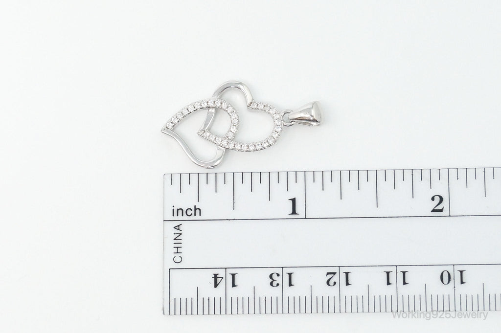 Vintage Open Hearts Cubic Zirconia Accented Sterling Silver Necklace Pendant | Jewelry > Necklaces > Pendants | Wiccan Center