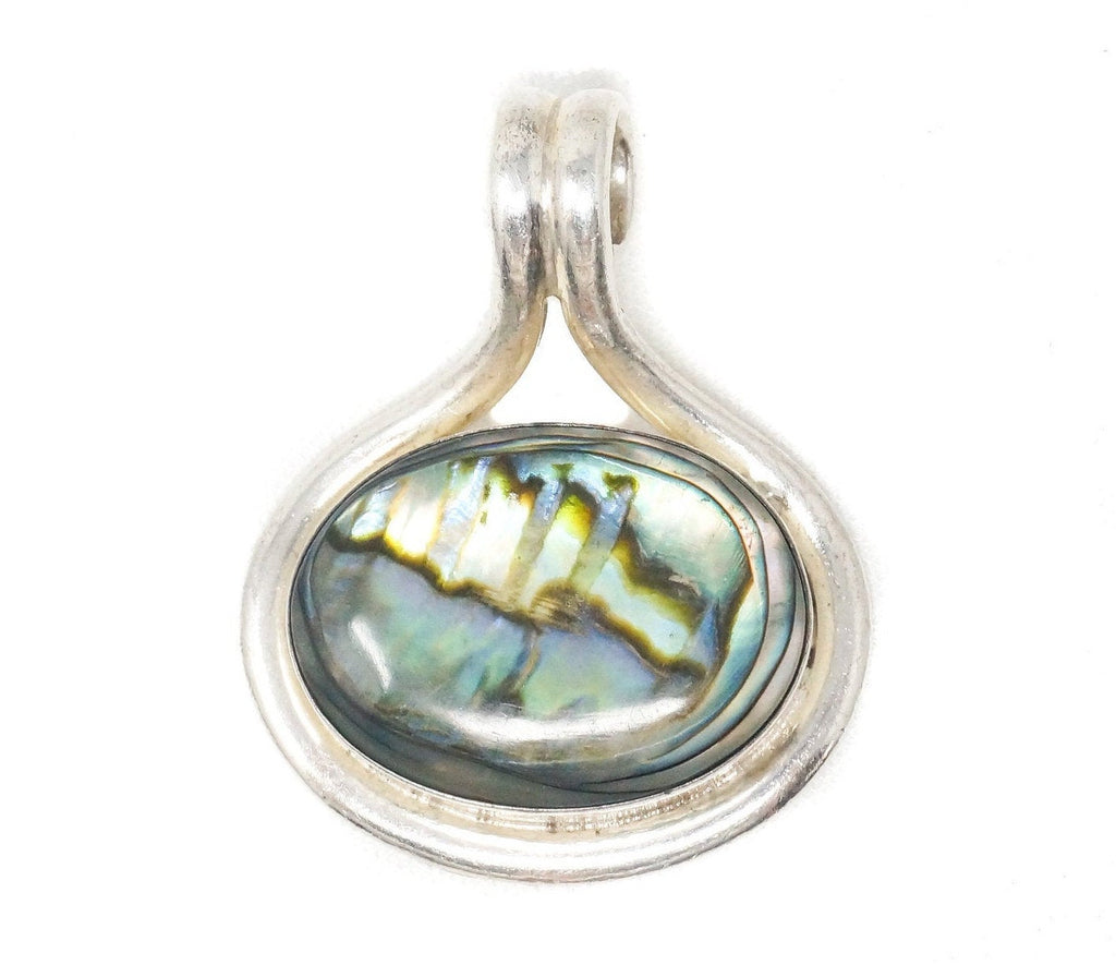 Vintage Mexico Designer Paua Abalone Shell Southwestern Sterling Silver Pendant | Jewelry > Necklaces > Pendants | Wiccan Center