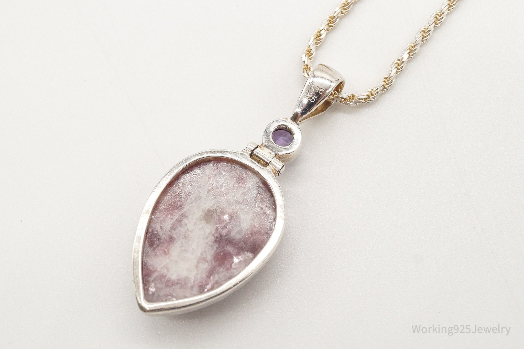 Vintage Designer TGGC Lepidolite Amethyst Sterling Silver Necklace | Jewelry > Necklaces > Pendants | Wiccan Center
