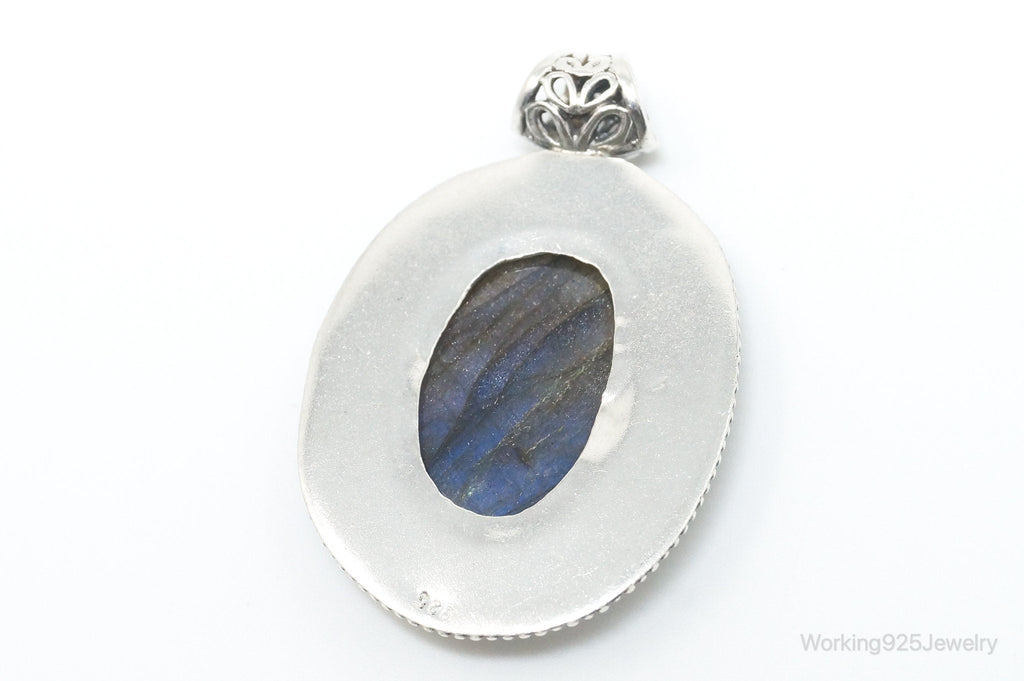 Vintage Large Labradorite Bali Sterling Silver Necklace Pendant | Jewelry > Necklaces > Pendants | Wiccan Center