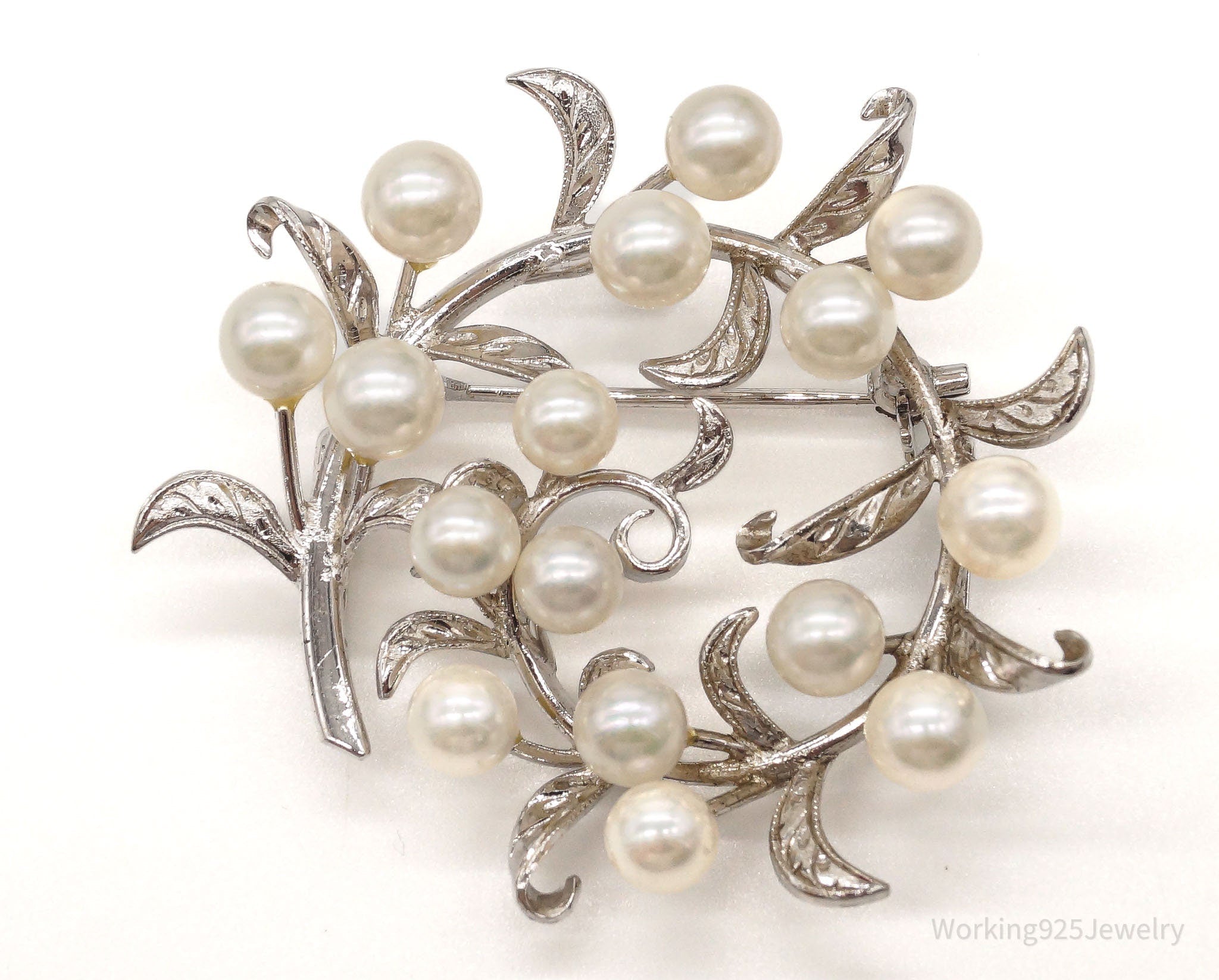 Large Antique Pearl Sterling Silver Brooch Pin | Jewelry > Brooches, Pins & Clips | Wiccan Center