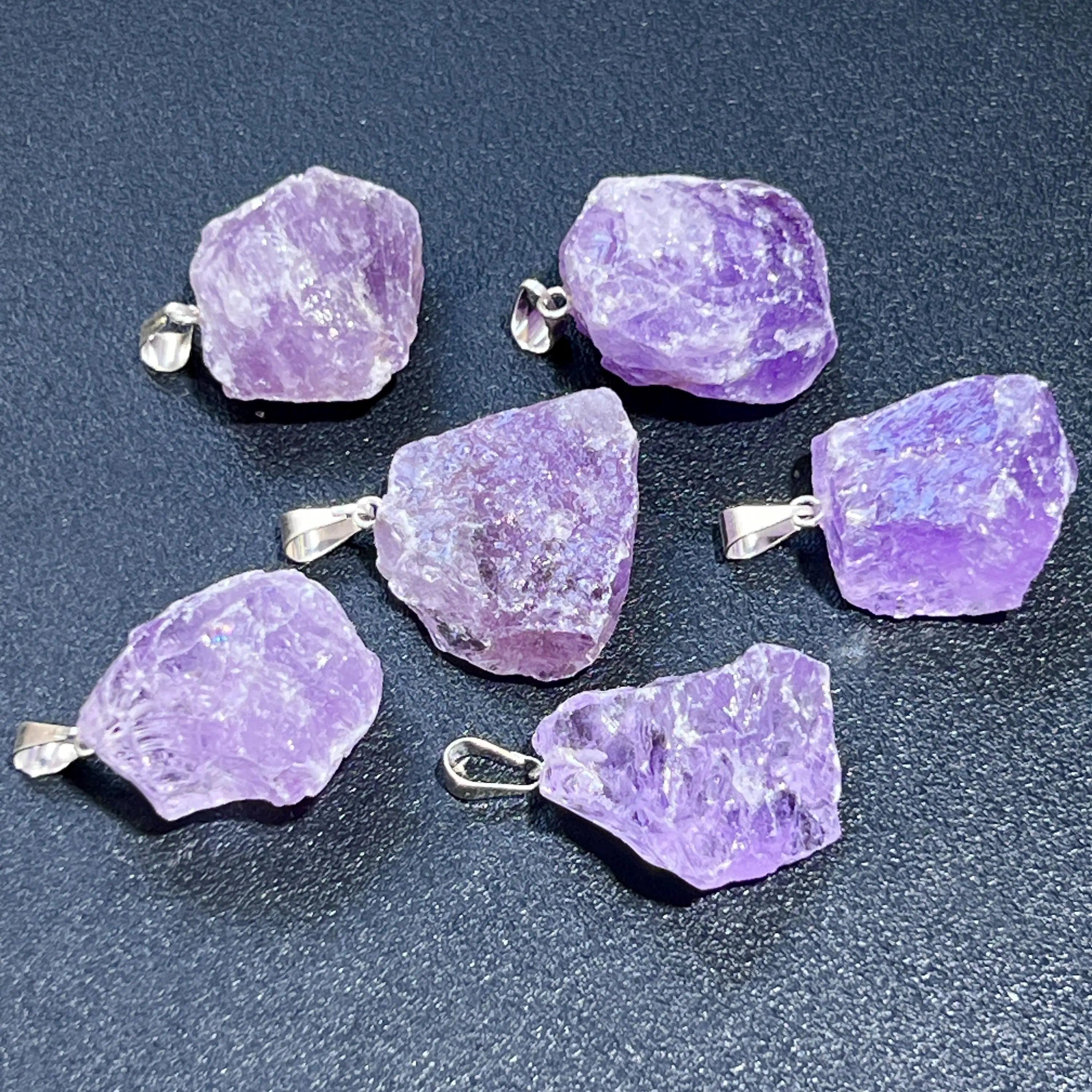 Amethyst Crystal Rough Raw Pendant (Silver Bail) Gemstone Jewelry Necklace Supply | Craft Supplies & Tools > Beads, Gems & Cabochons > Charms & Pendants > Charms | Wiccan Center