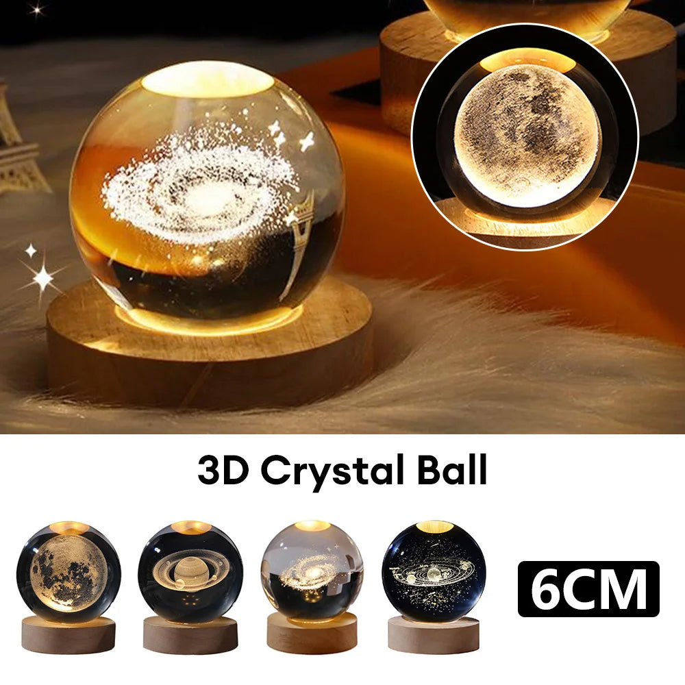Luminous Starry Sky And Planets Moon Moon Crystal Ball Small Night Lamp Projection Ambience Light Creative Gift New Strange Gift | 0 | Wiccan Center