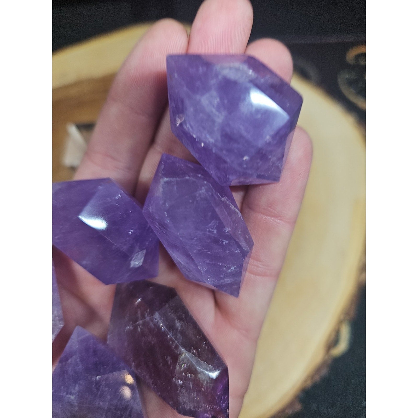 1each Natural Purple Amethyst Quartz Crystal Double Point Wand