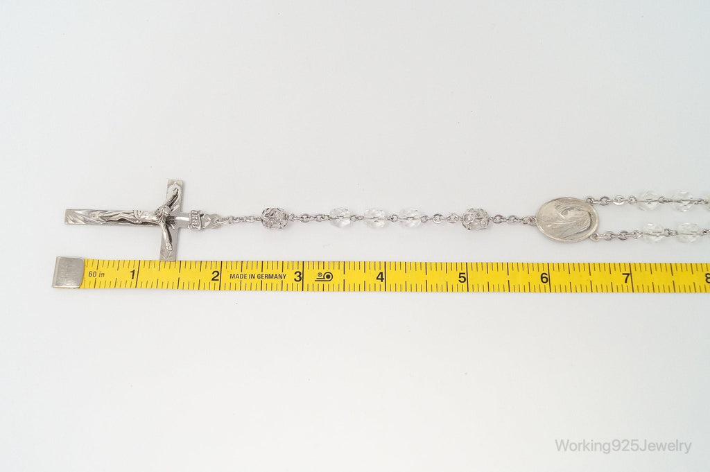 Vintage Crystal Beaded Rosary Cross Sterling Silver Necklace | Jewelry > Necklaces > Pendants | Wiccan Center