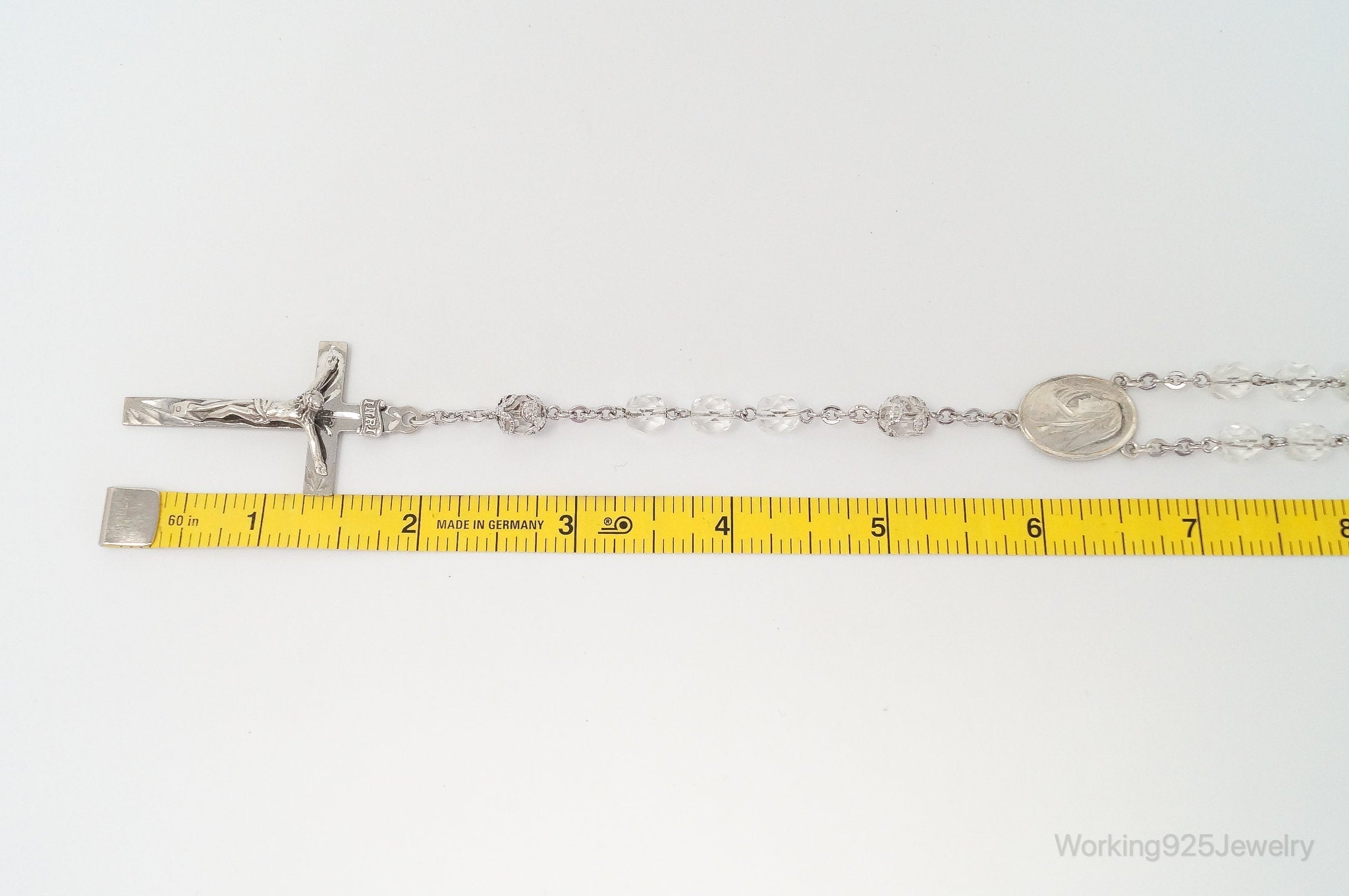 Vintage Crystal Beaded Rosary Cross Sterling Silver Necklace | Jewelry > Necklaces > Pendants | Wiccan Center