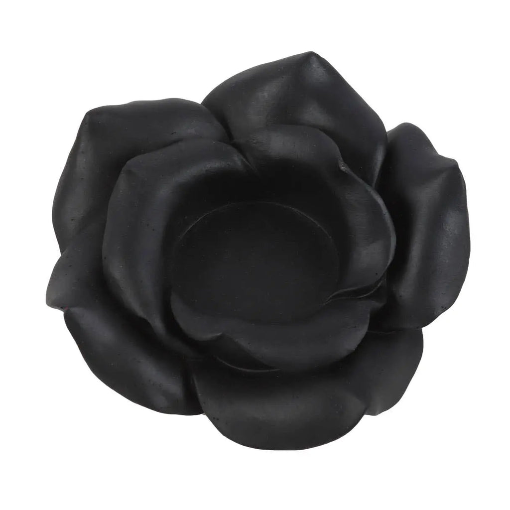 Black Rose Resin Tealight Candle Holder | | Wiccan Center