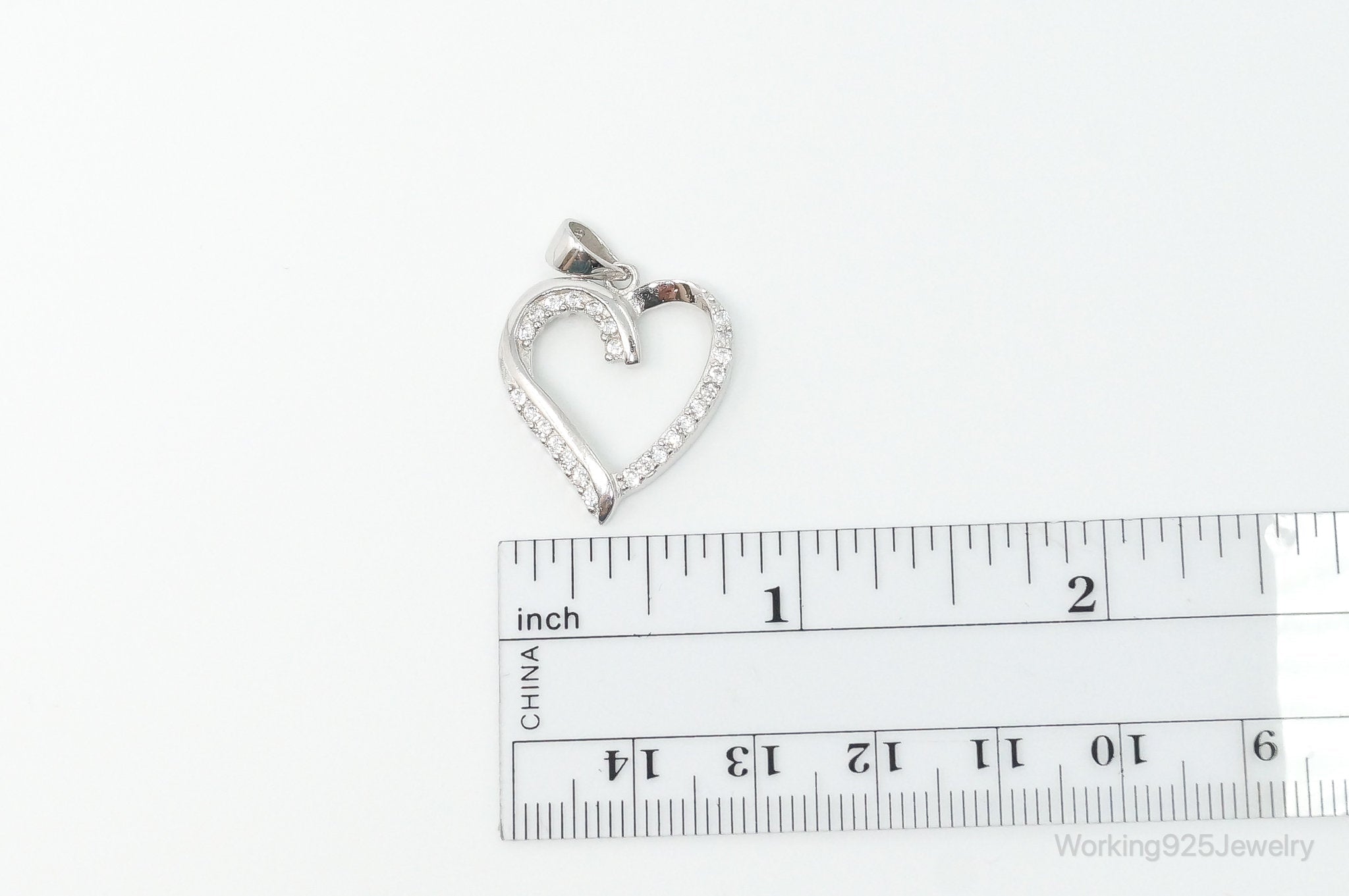Vintage Open Heart Cubic Zirconia Accented Sterling Silver Pendant | Jewelry > Necklaces > Pendants | Wiccan Center