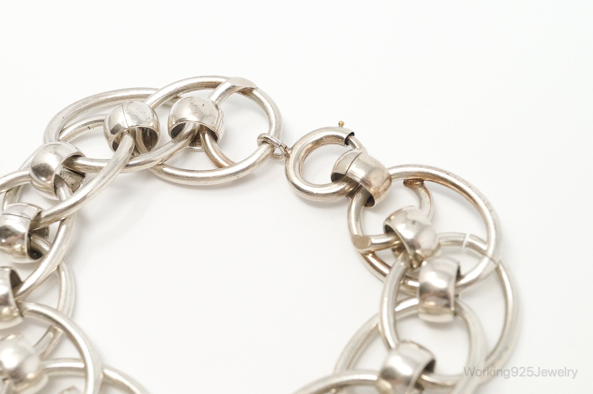 Vintage Designer Napier Modernist Circles Linked Sterling Silver Bracelet | Jewelry > Bracelets | Wiccan Center