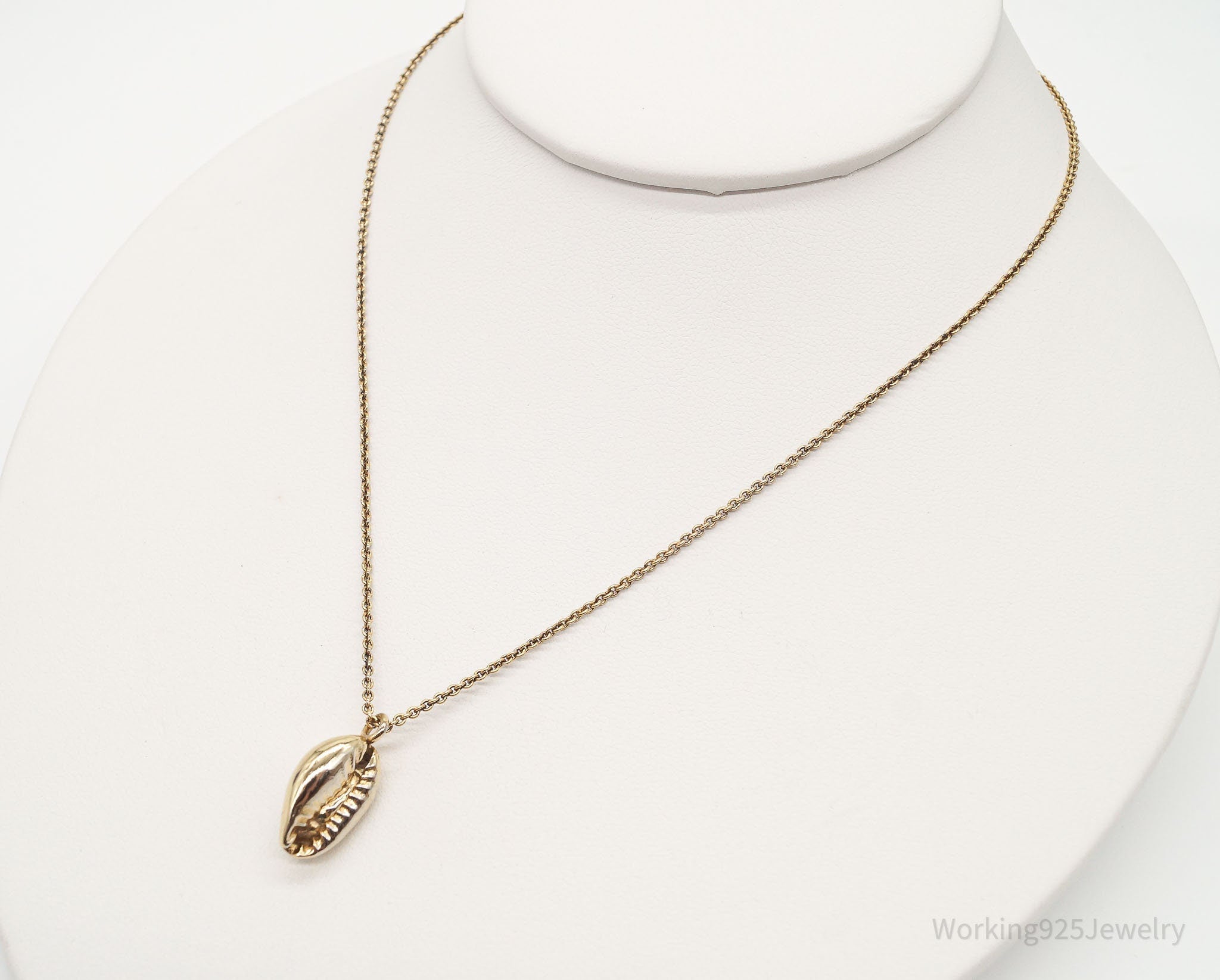 Vintage Mexico Designer Coffee Bean Gold Vermeil Sterling Silver Necklace 16" | Jewelry > Necklaces > Pendants | Wiccan Center