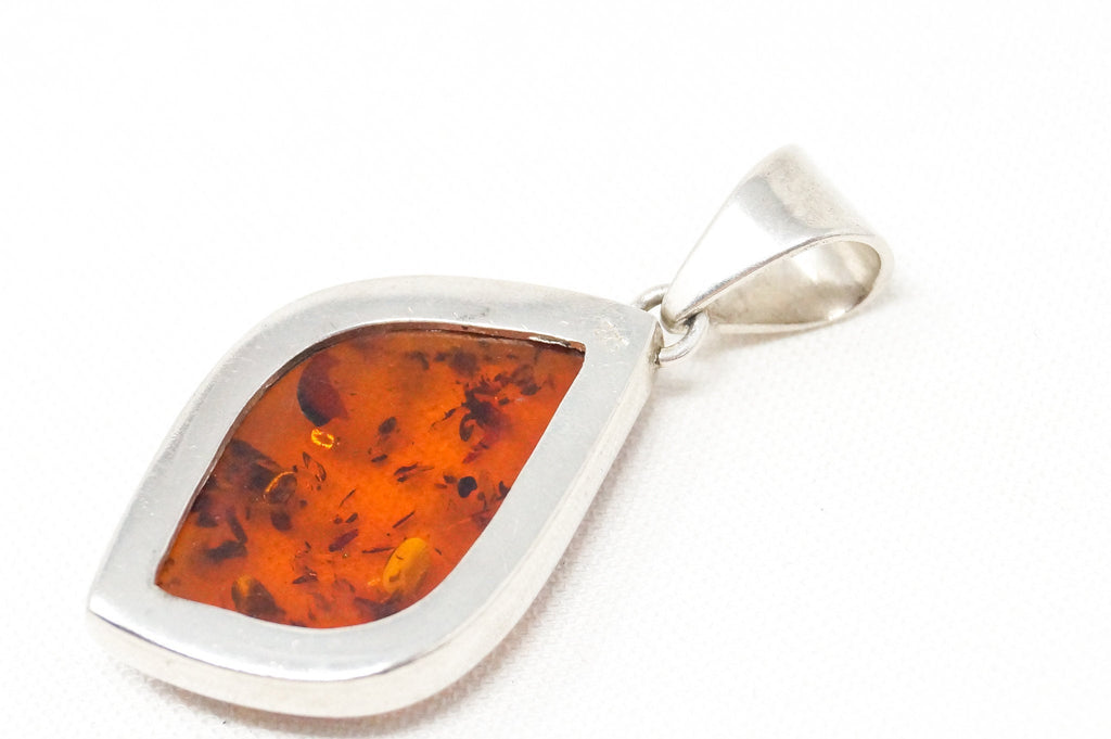 Vintage Amber Modernist Sterling Silver Necklace Pendant | Jewelry > Necklaces > Pendants | Wiccan Center