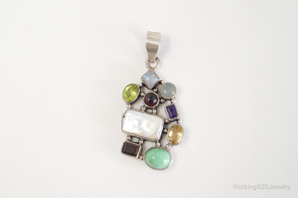 Vintage Multi Gem Sterling Silver Necklace Pendant | Jewelry > Necklaces > Pendants | Wiccan Center