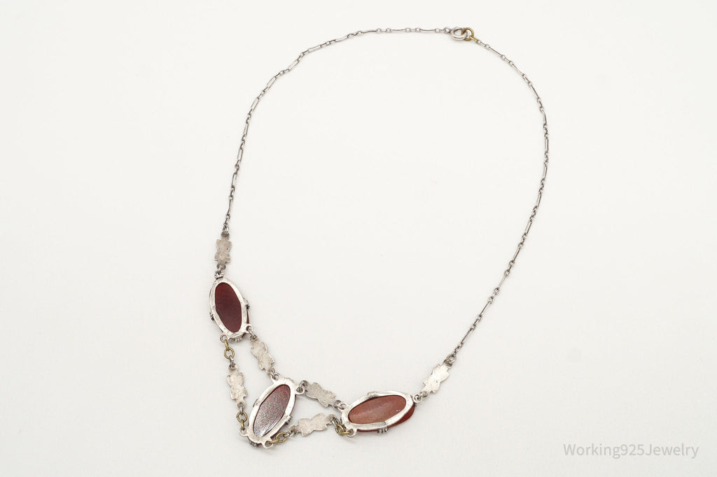 Antique Carnelian Marcasite Sterling Silver Necklace | Jewelry > Necklaces > Pendants | Wiccan Center