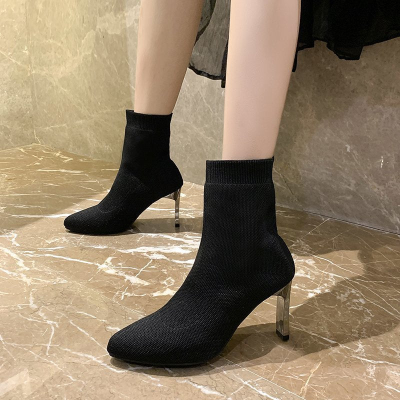 Pointed Toe Boots Women Sock Shoes | 4 | Wiccan Center