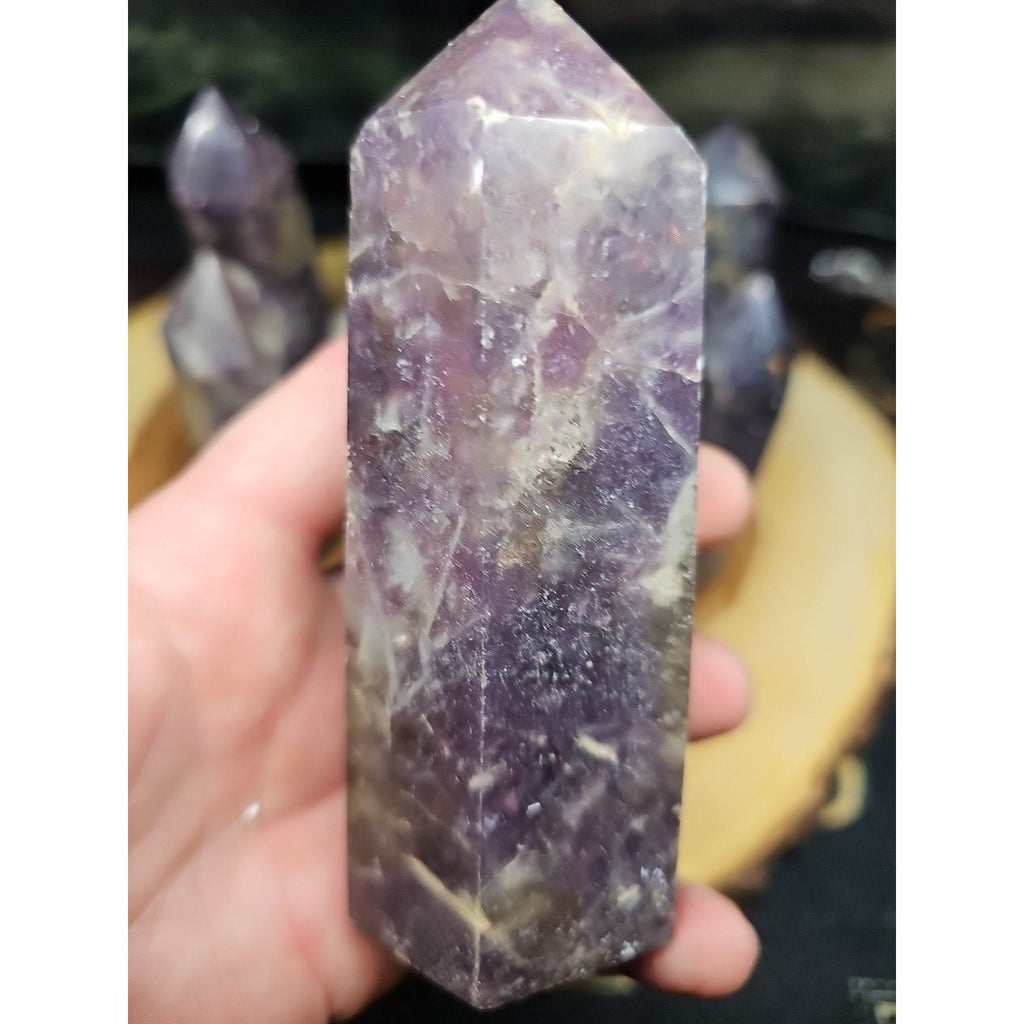 Purple Mica Lepidolite Crystal Tower — 300g–400g, Africa | CrystalCloud Company | Crystal Points & Towers | Wiccan Center