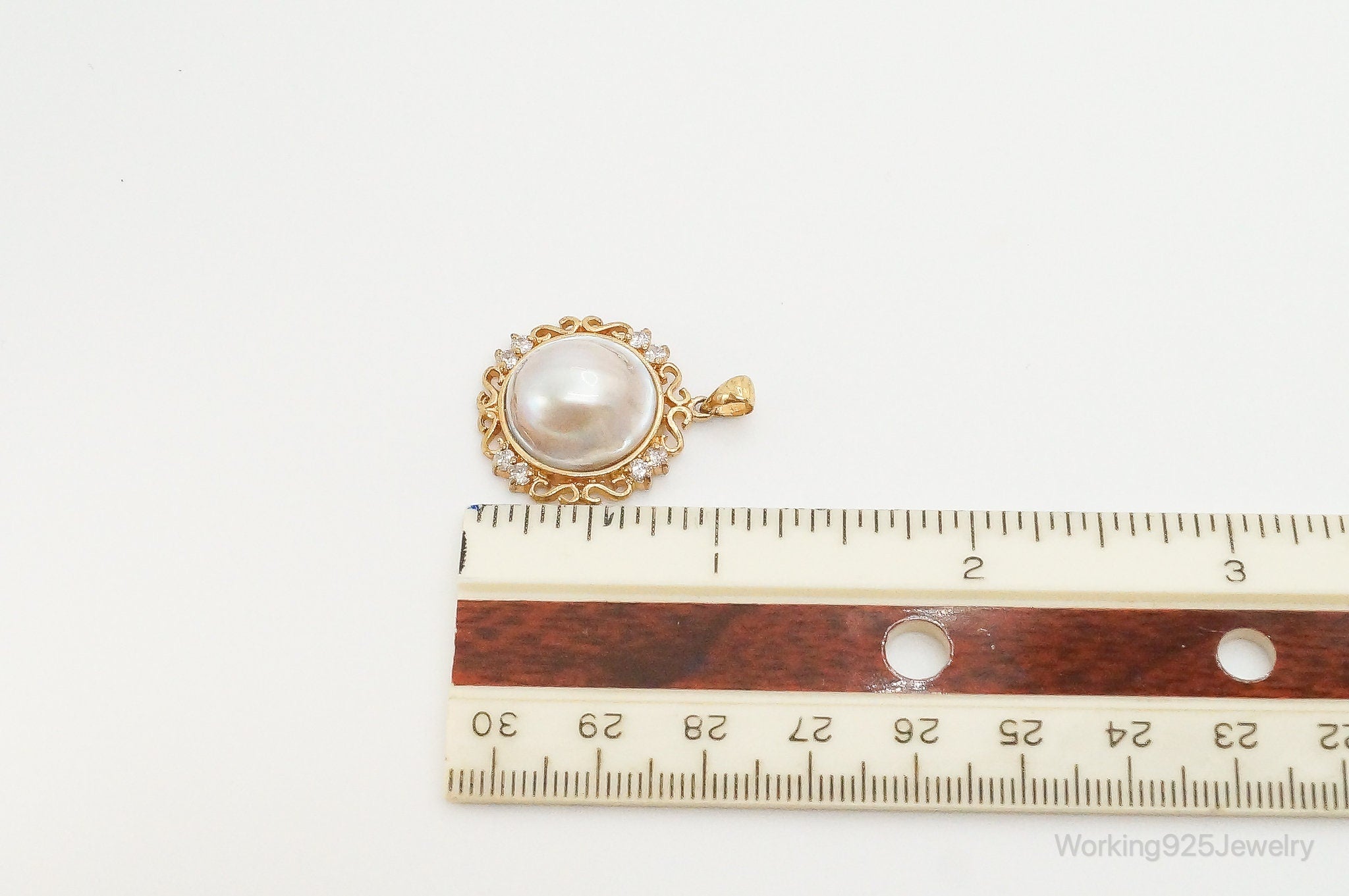 Vintage Pearl Gold Vermeil Cubic Zirconia Sterling Silver Pendant | Jewelry > Necklaces > Pendants | Wiccan Center