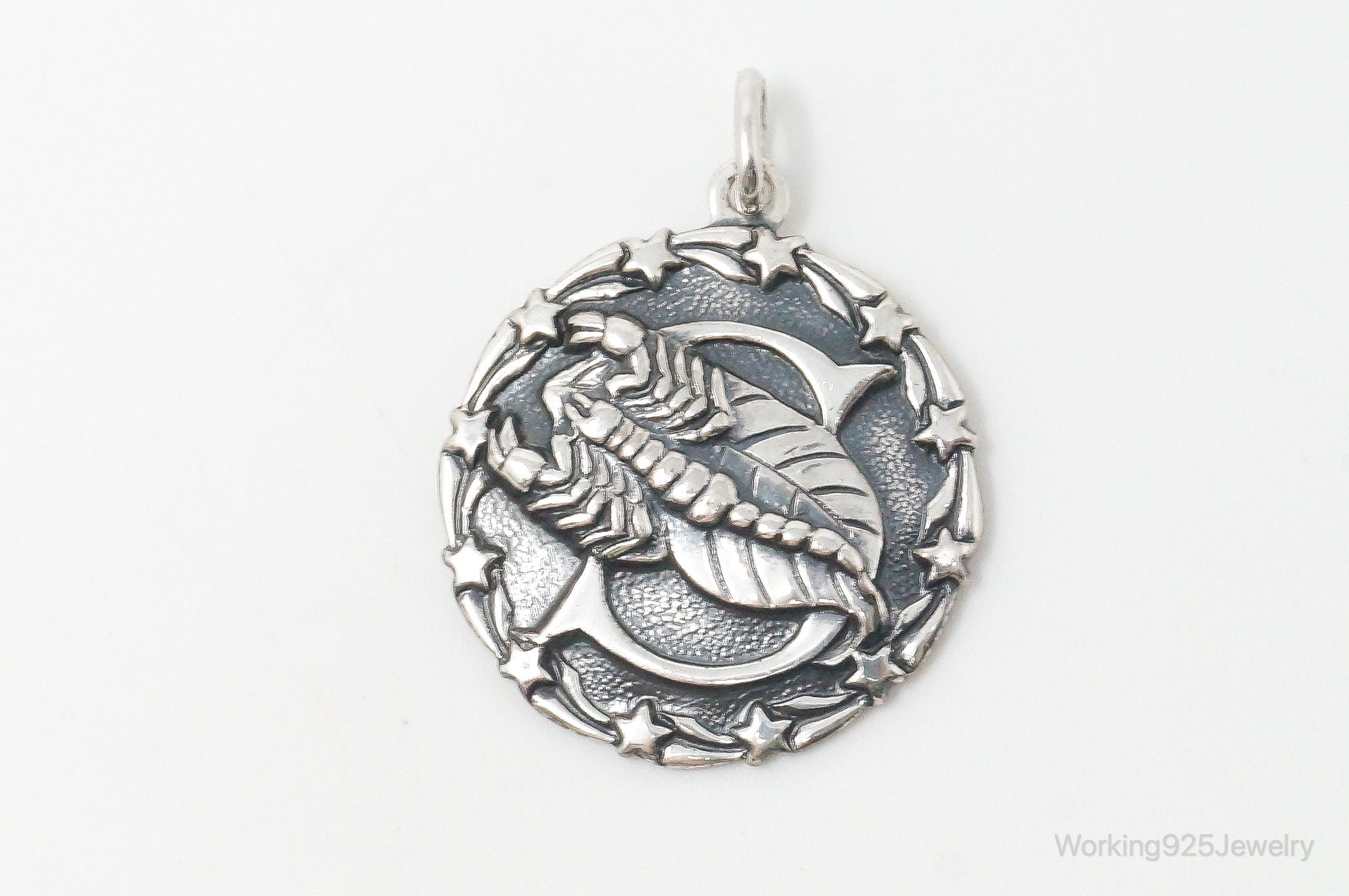 Vintage Designer Orb Scorpion Scorpio Sterling Silver Pendant | Jewelry > Necklaces > Pendants | Wiccan Center