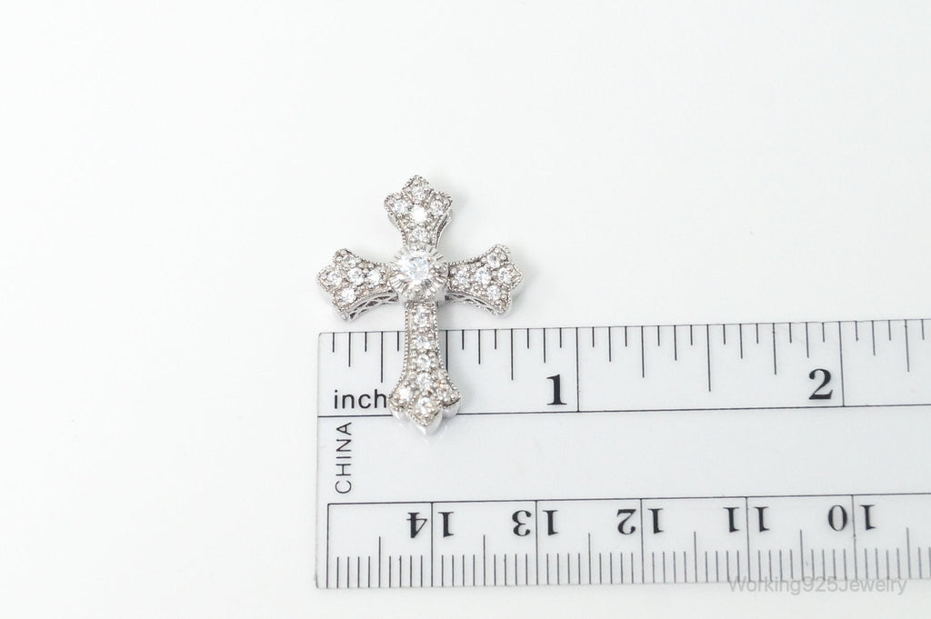 Vintage Designer MEDA Cubic Zirconia Cross Sterling Silver Necklace Pendant | Jewelry > Necklaces > Pendants | Wiccan Center