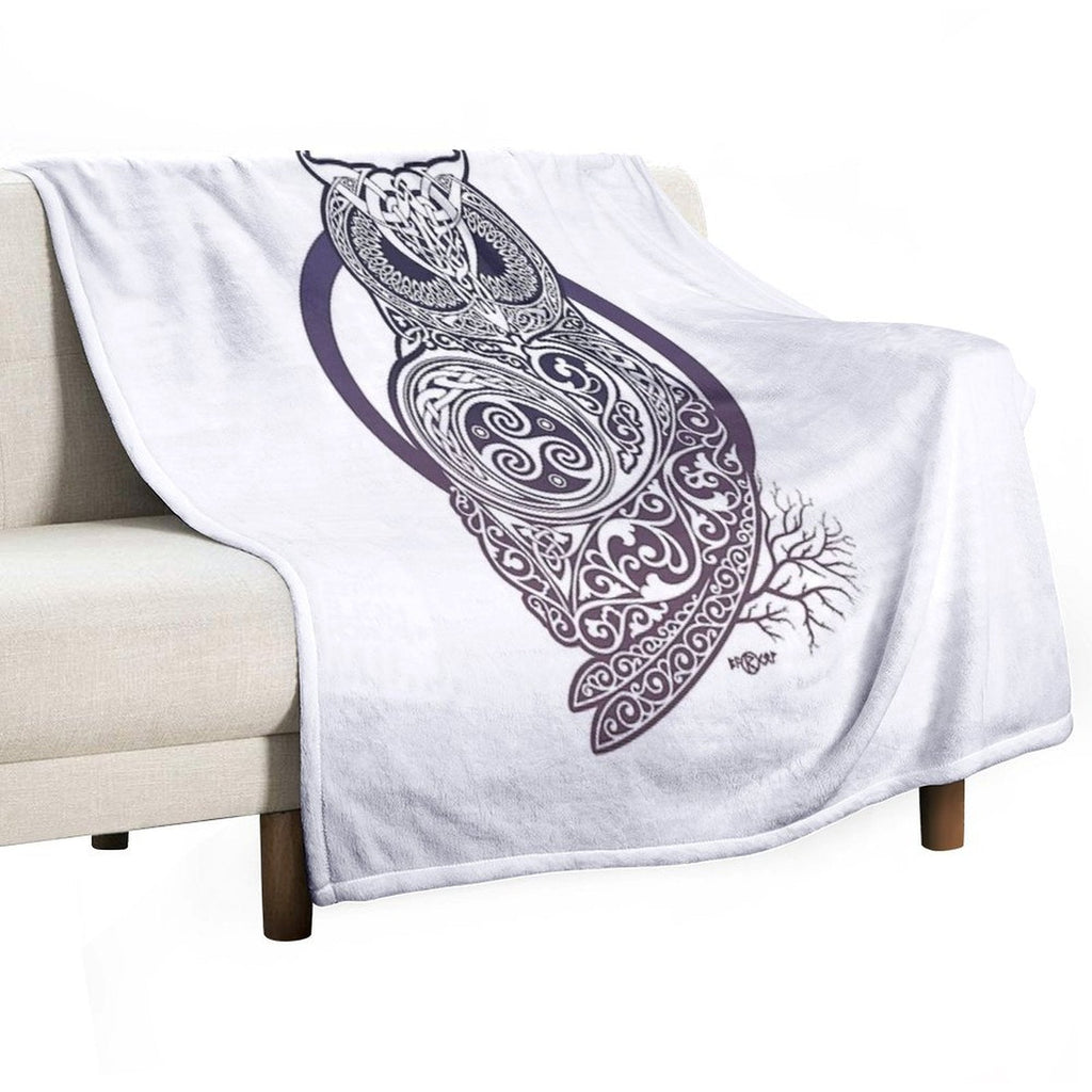CELTIC OWL Travel-friendly Throw Blanket
