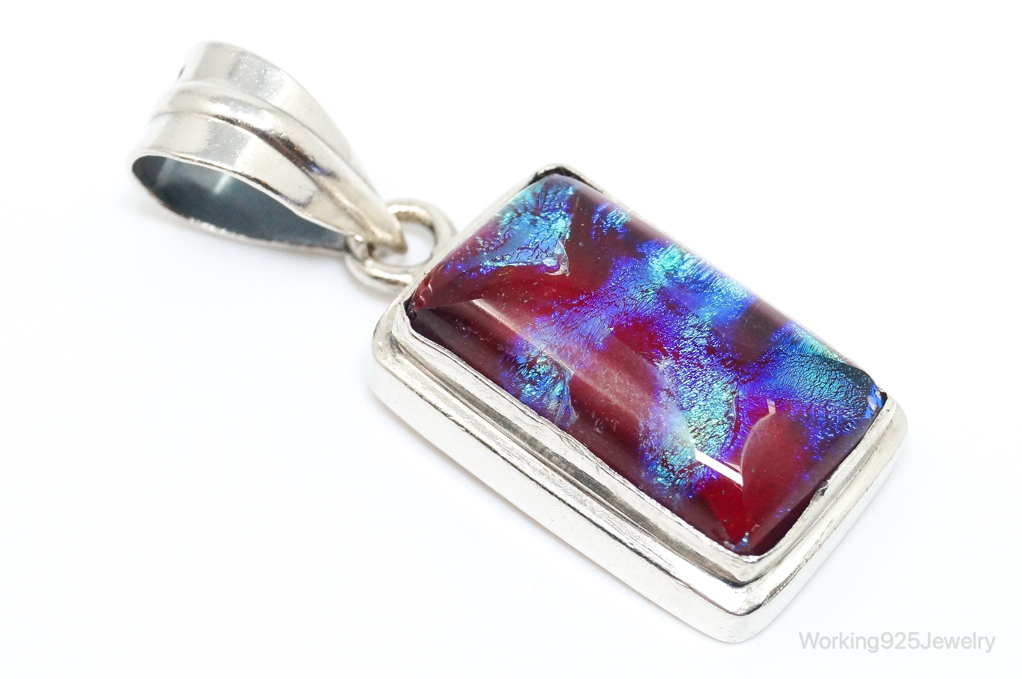 Vintage Dichroic Glass Sterling Silver Necklace Pendant | Jewelry > Necklaces > Pendants | Wiccan Center