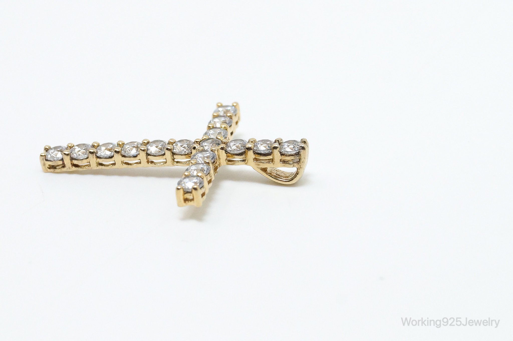 Vintage Cubic Zirconia Gold Vermeil Cross Sterling Silver Pendant | Jewelry > Necklaces > Pendants | Wiccan Center