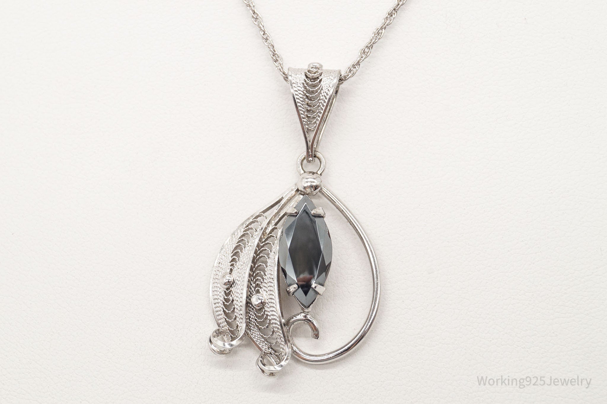 Vintage Designer Sorrento Hematite Filigree Sterling Silver Necklace | Jewelry > Necklaces > Pendants | Wiccan Center