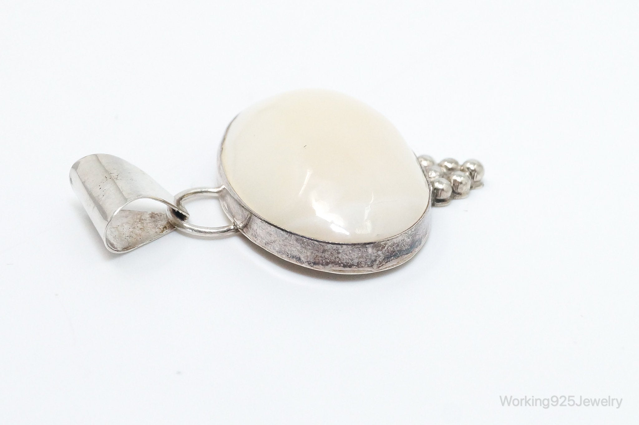 Large Native American Navajo Jason Livingston Pearl Sterling Silver Pendant | Jewelry > Necklaces > Pendants | Wiccan Center