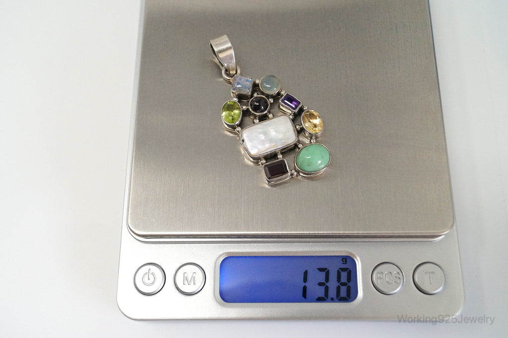 Vintage Multi Gem Sterling Silver Necklace Pendant | Jewelry > Necklaces > Pendants | Wiccan Center