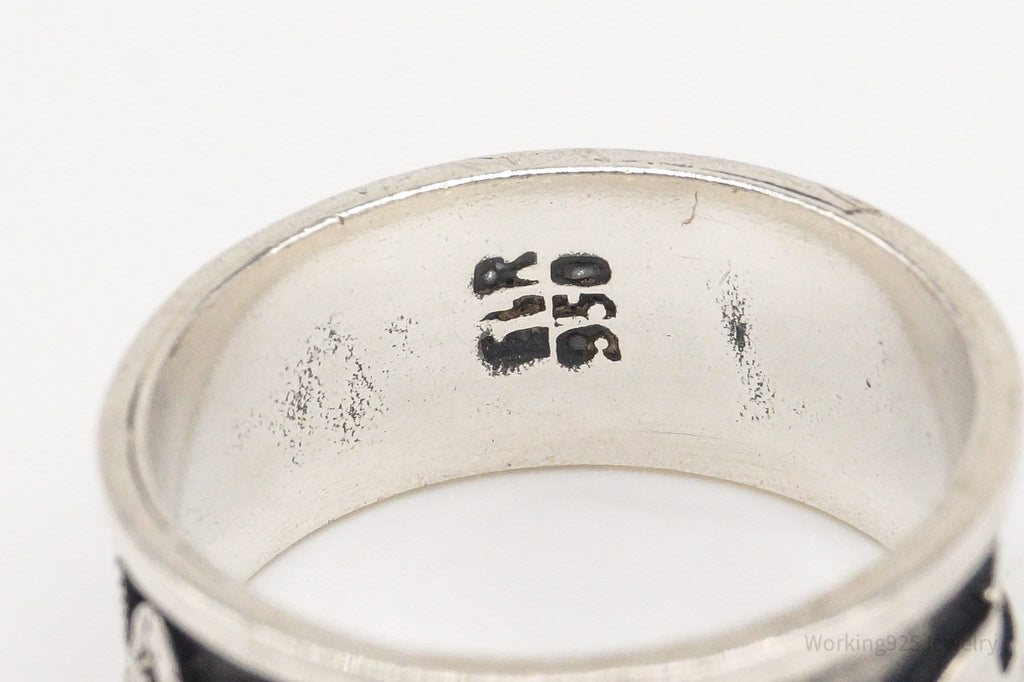 Vintage Tribal Symbols 950 Silver Band Ring - Size 6 | Jewelry > Rings | Wiccan Center